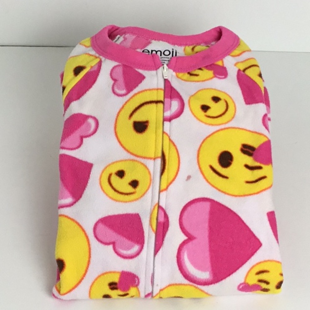 Emoji One Piece Bodysuit Pajamas Non-Footed Blanket Sleeper Youth Size 12
